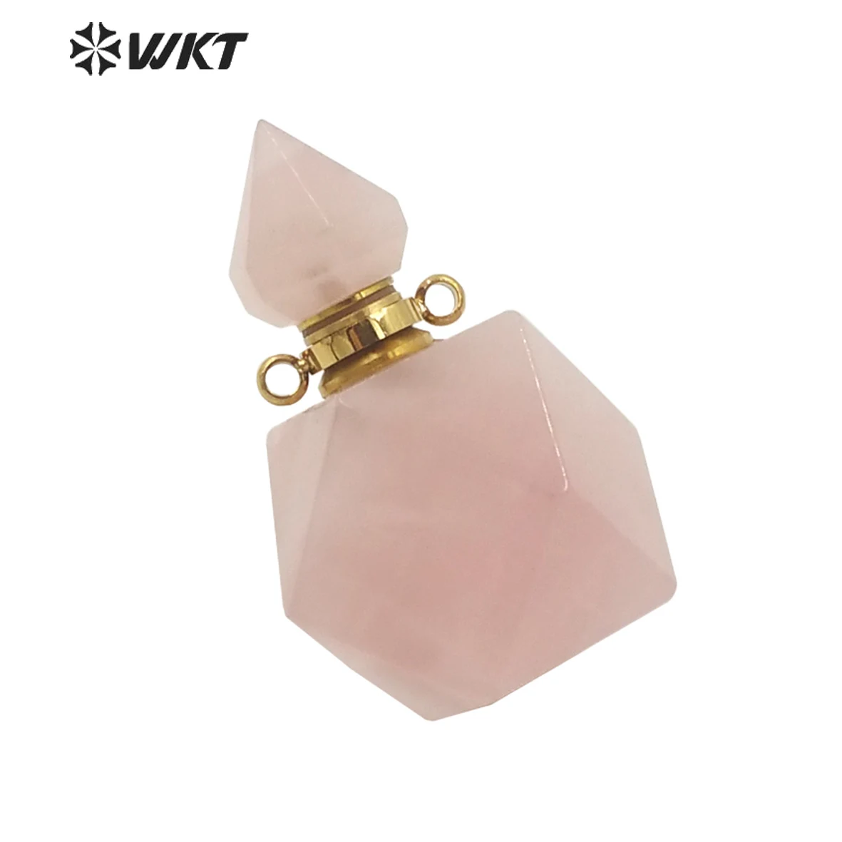 

WT-P1658 Newest Precious Stone Perfume Bottle Pendant Women Fashion Gold Faceted Spirit Point Crystal Quartz Bottle