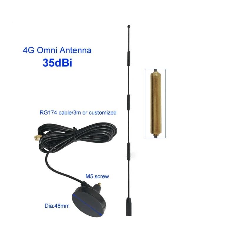 External strong magnetic base sucker 2.4G WIFI 3G GSM 4G LTE antenna high gain 35db RG174 3m 5m cable sma male female interface