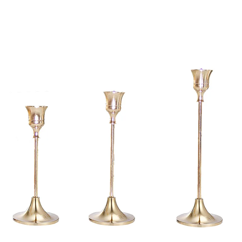 3 Pcs/ Set European Metal Candle Holder Simple Golden Wedding Decoration Bar Party Living Room Decoration Home Decoration