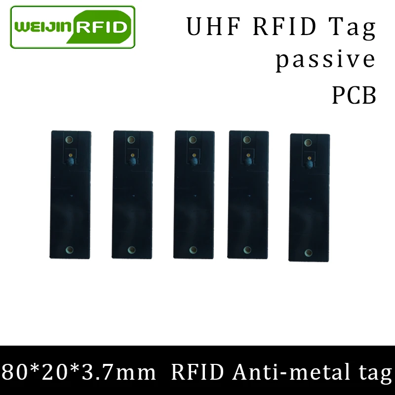 

UHF RFID anti-metal tag 915mhz 868mhz impinj NXP EPCC1G2 6C 80*20*3.7mm long reading distance PCB smart card passive RFID tags