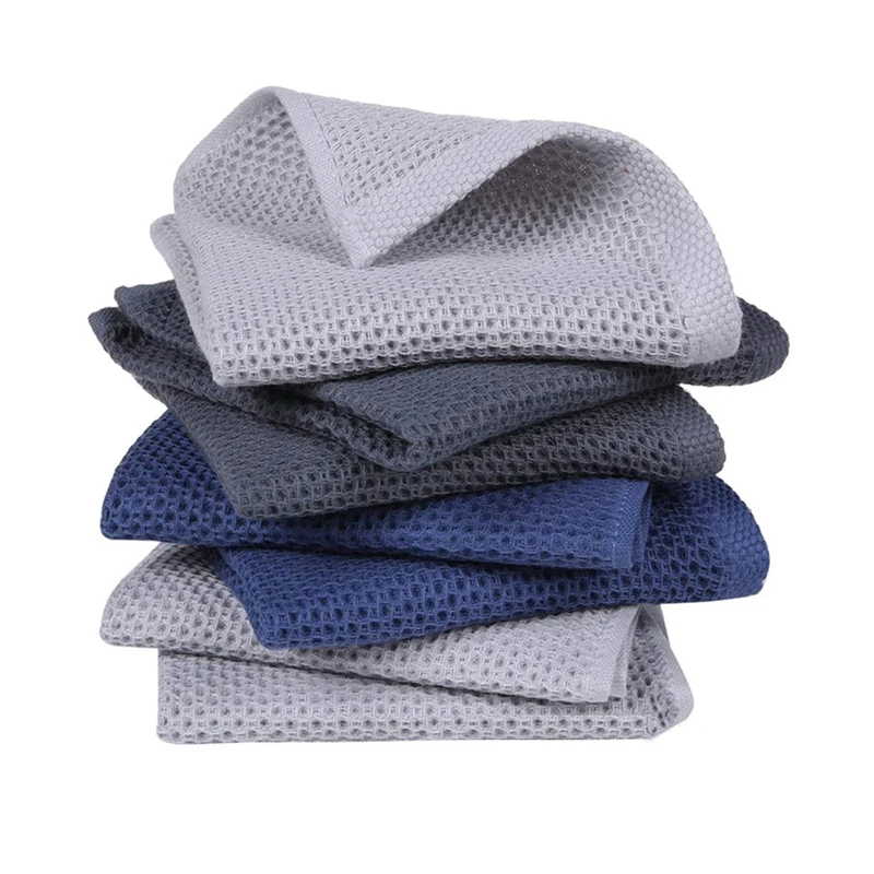 Cotton Waffle Towel For Kitchen And Household Goods Wipes Hydrophilic Rags Large Dish Cloth Accessories Tableware Cleaning Tools