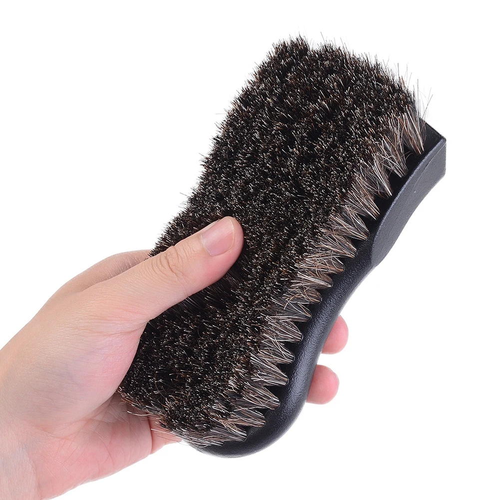 Premium Select Horsehair Plastic Handle Interior Bristle Cleaning Brush for Leather, Vinyl, Fabric and More