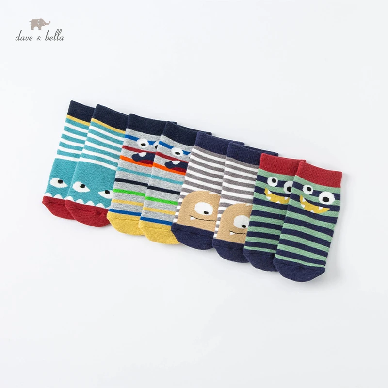 DBW19466 dave bella winter fashion baby boys cartoon striped socks causual children kids boy socks