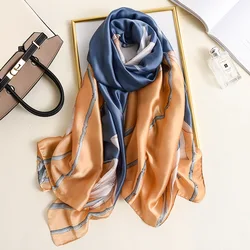 2022 Luxury Brand Silk Scarves Autumn Winter Lady Popular New Style Print Cotton Scarf Women Sunscreen Shawl Fashion Headscarf