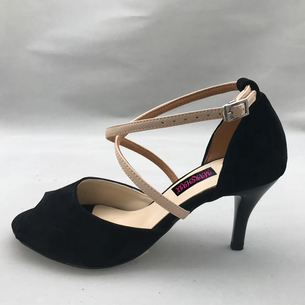 Sapatos de dança argentina tango, sapatos de couro sintético com sola dura de 9cm para eventos, 7.5cm