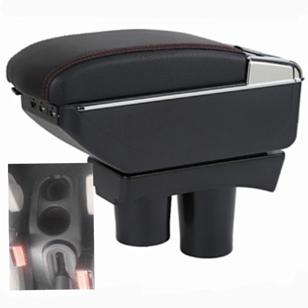 

For Citroen C2 C3 armrest box USB Charging heighten Double layer central Store content cup holder ashtray accessories