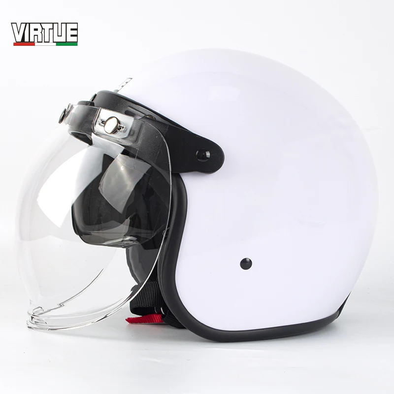 2020 New Virtue Open Face 3/4 Motorcycle Helmet Retro Vintage Motorbike Inner lens included Helm Moto Bike Motocross Helmets