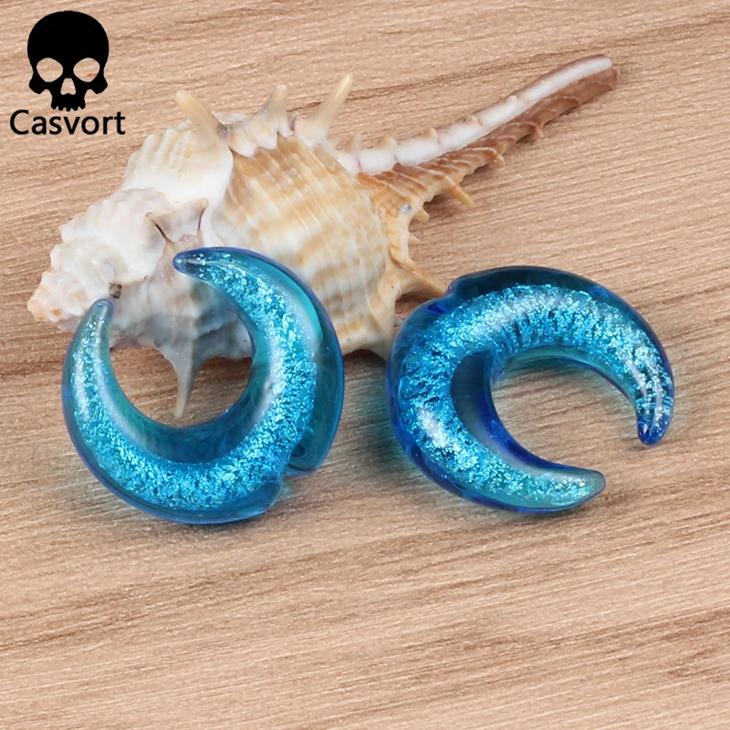 Casvort 2PCS Colorful Crescent Piercing Ear Plugs Expanders Earring Strechers Fashion Gift For Unisex Jewelry Body Sell By Pair