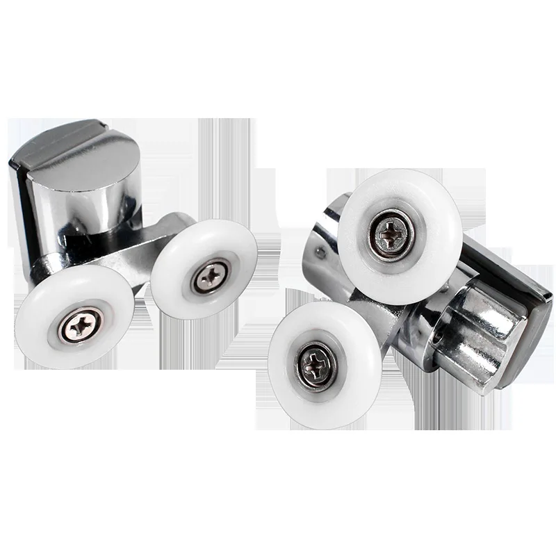 4pcs/set Shower Door Castors Double Upper Single Down 23mm Chromed Wheel Glass Door Sliding Bearing Rollers bathroom Hardware