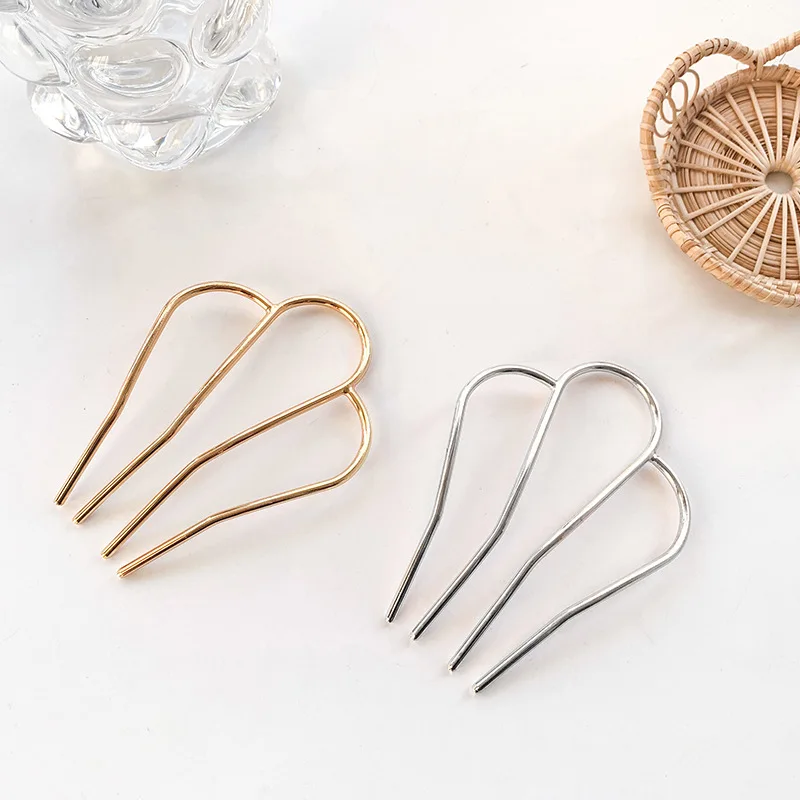 Korean Metal Hair Sticks Women Hairpins Elegant Simple Solid Color Hair Clips Girls Hair Sticks Hair Accessories Hairpin New