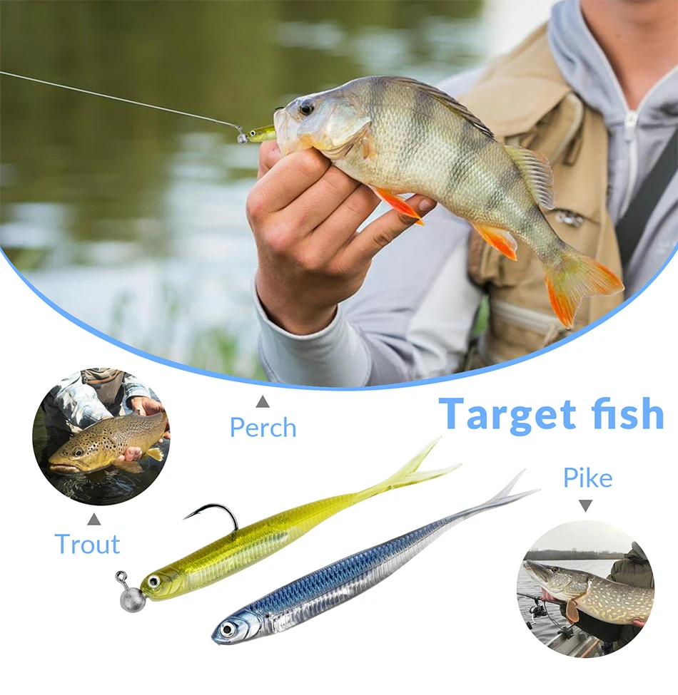 THKFISH 5/6 stücke Angeln Weiche Köder 100mm 75mm Weiche Kunststoff Angeln Lockt Silikon Künstliche Köder Swimbait für Bass Angeln – Detail 2