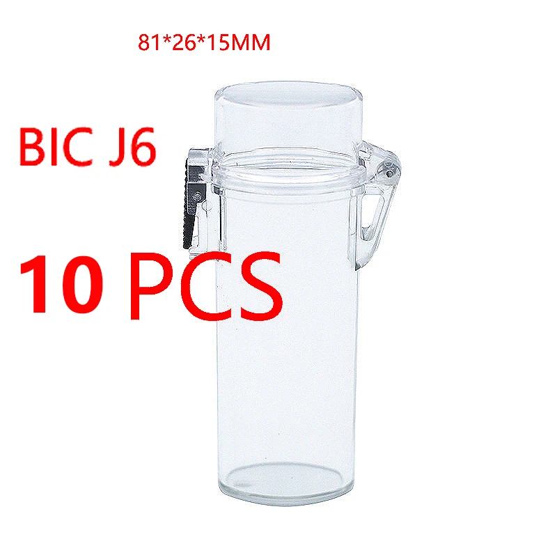 10 Pcs/Set 4 Color Transparent Plastic Lighter Case For BIC J6 Waterproof Protective