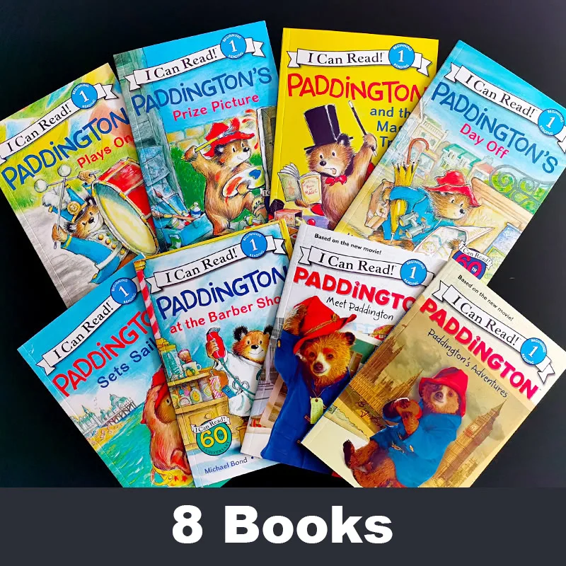 English Picture Book Paddington Paddington Bear  Cartoon Story 8 Volumes English Book For Kids Early Learning Children'S Toys