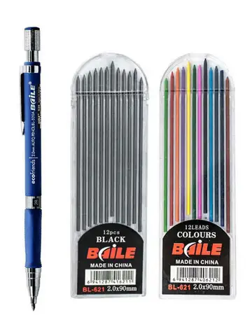 2.0mm Mechanical Pencil Set 2B Automatic Pencils with Color/Black Lead Refills for Draft Drawing, Writing, Crafting, Art Sketch