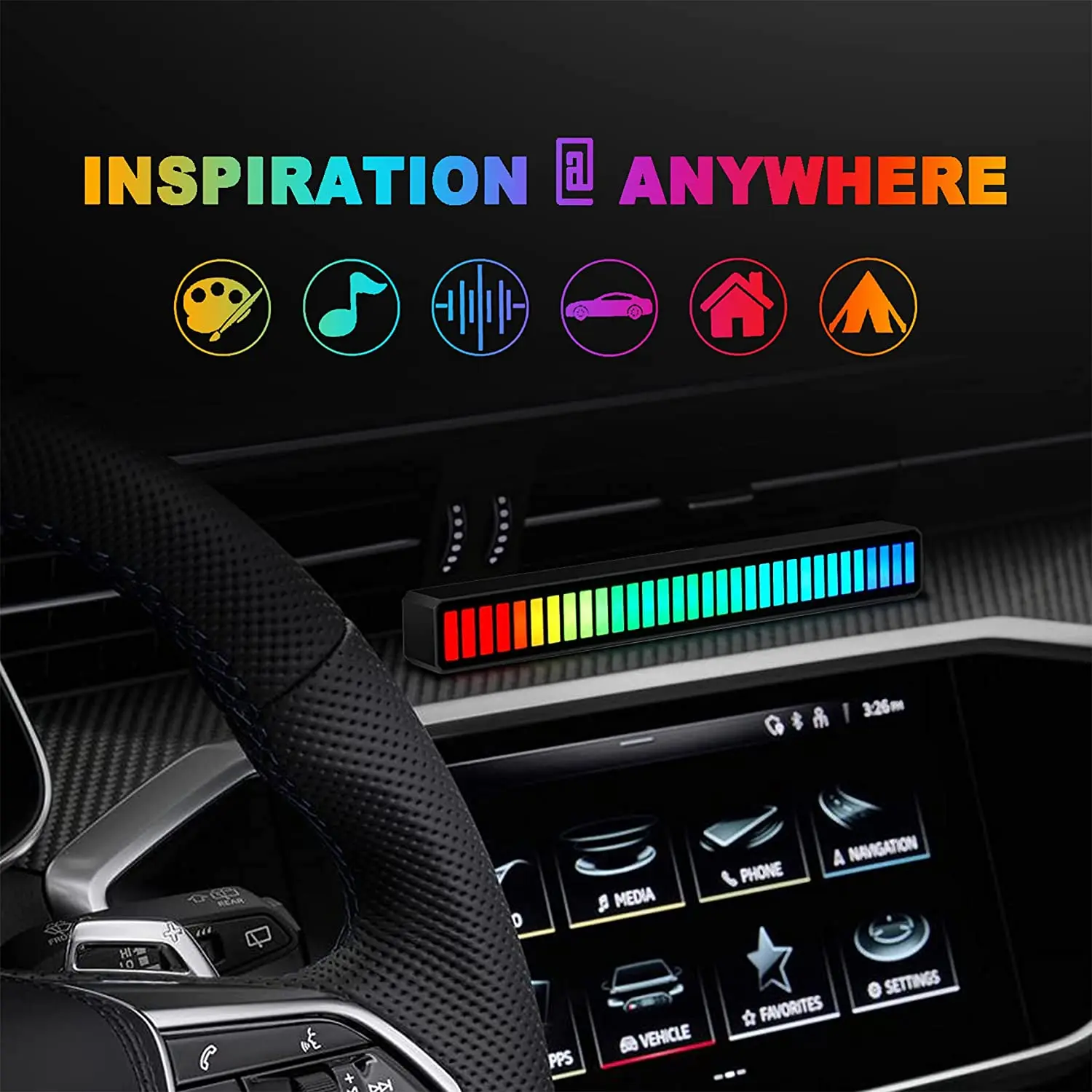 Smart LED Light Bar 32 LED Music Level Indicator Sound Control Audio Spectrum RGB Light LED Display Rhythm Pulse Colorful Signal