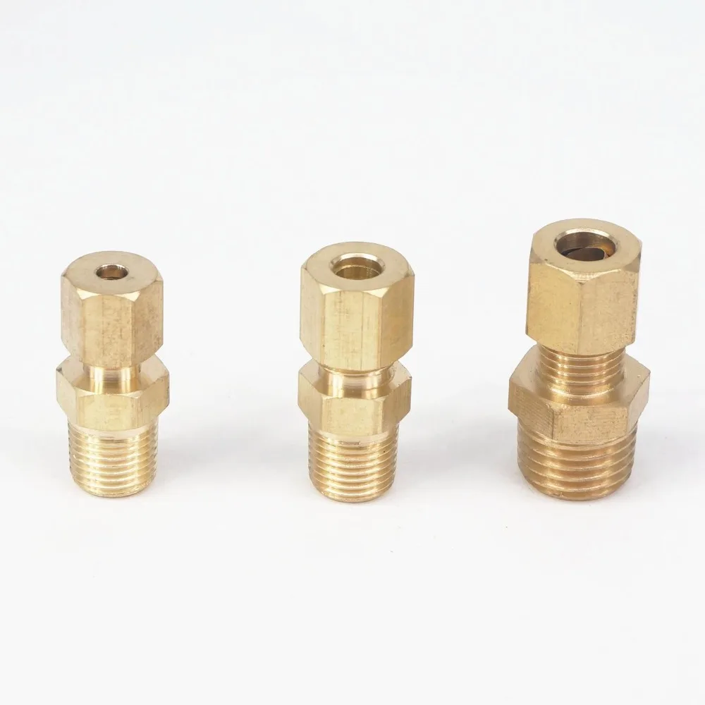 1/8" 1/4" 3/8" 1/2" NPT Außengewinde x Passend für Rohraußendurchmesser 1/8" 3/16" 1/4" 3/8" Kompressionsverschraubung Messingrohrverschraubungsanschlüsse 229 PSI – Detail 1