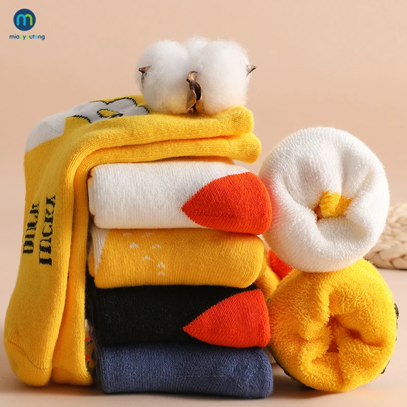 5 Pairs/Lot Toddler Thermal Kids Cotton Socks For Boys Winter Short Warm Soft Girls Thick Terry Children Snow Socks Miaoyoutong