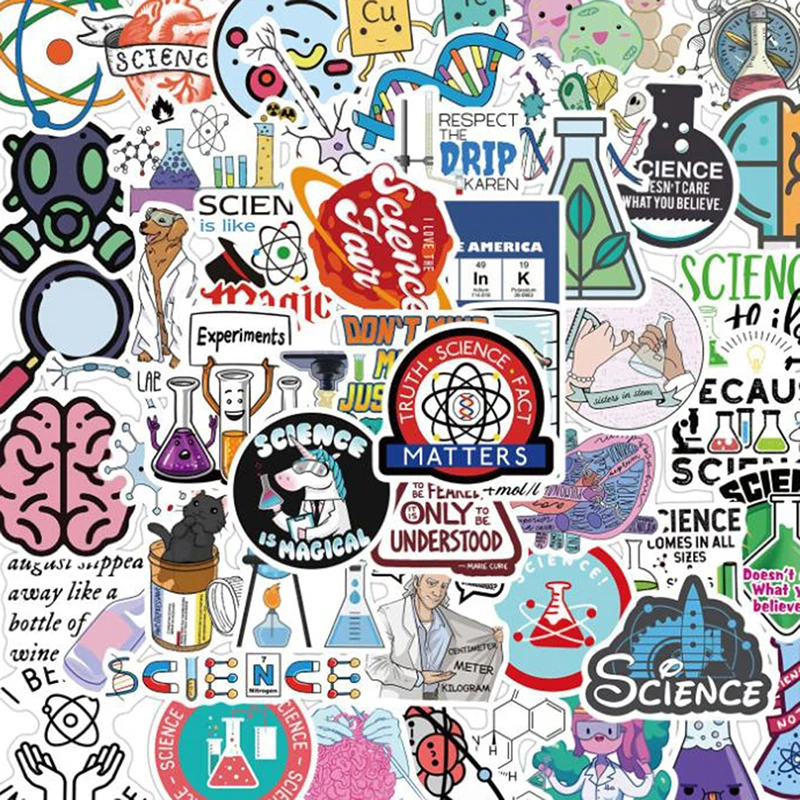 50Pcs Waterproof Science Chemistry Laboratory Stickers for Laptop Phone Skateboard Suitcase