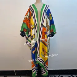 WINYI-Vestido largo holgado para mujer, cárdigan de seda con manga de murciélago, estilo bohemio, para fiesta de cóctel y vacaciones africanas, para otoño, 2020