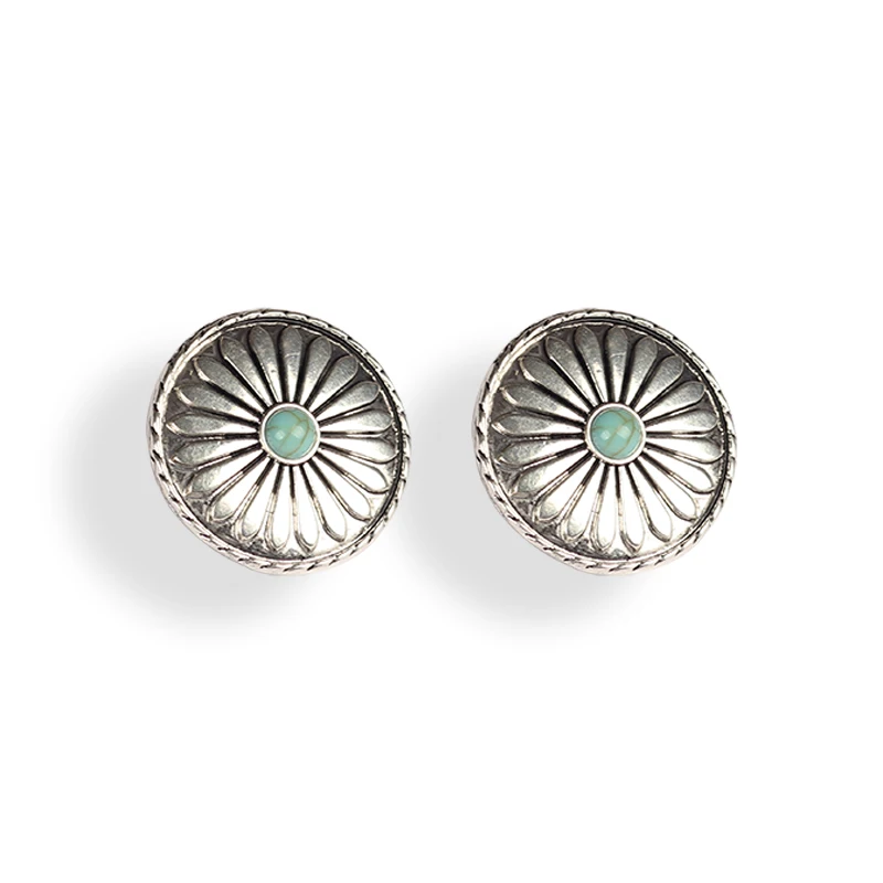 Brincos Originality Retro Round Concho Stud Earrings Zinc Alloy Material For Women Elegant Design Jewelry Wholesale