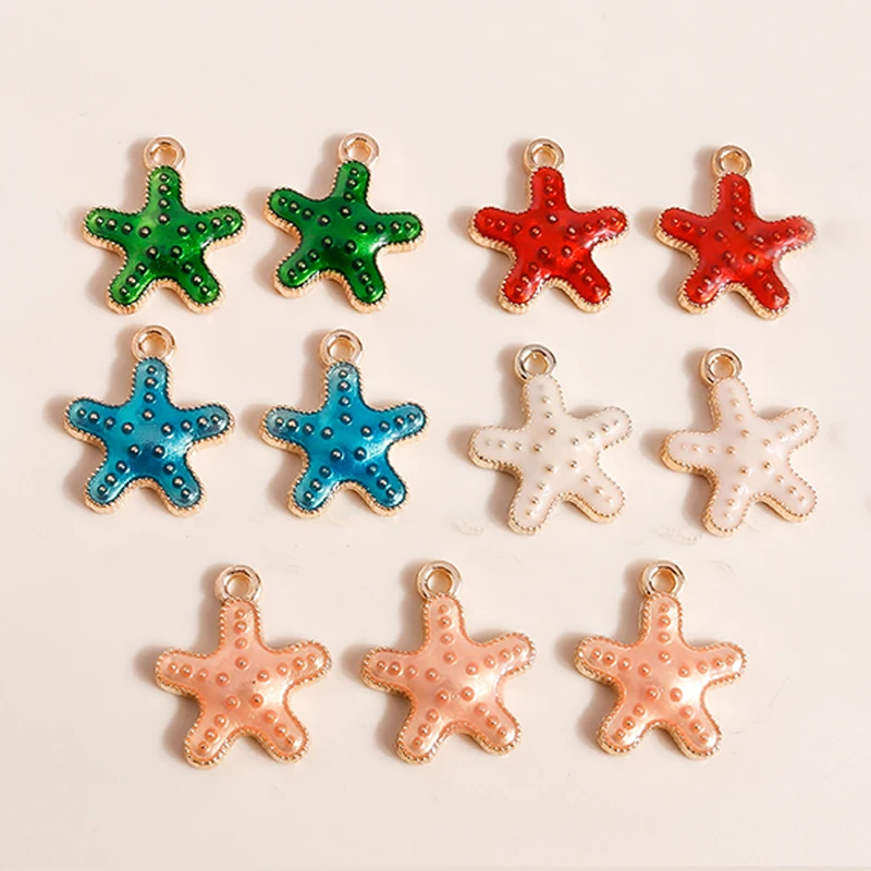 10pcs Mix Cute Enamel Shell Starfish Charms Pendants of Necklace Earrings Keychains Handemade DIY Jewelry Making Accessories