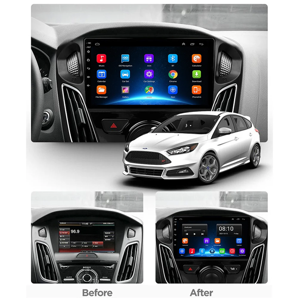 Dla Ford Focus 3 Mk 3 2011 - 2015 Radio samochodowe multimedialny odtwarzacz wideo nawigacja GPS z systemem Android 10 2DIN Radio samochodowe