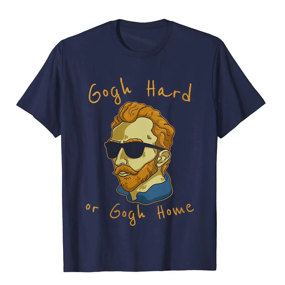 T-Shirt à col rond pour hommes et femmes, en coton, humoristique et humoristique, motif Vincent Van Gogh Hard or Go Home