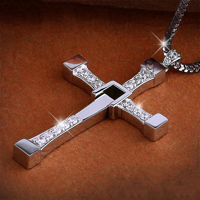 Fast And Furious Dominic Toretto S925 Sterling Silver Cross Necklace Pendant Women Men Silver Jewelry Couple Lovers Gifts