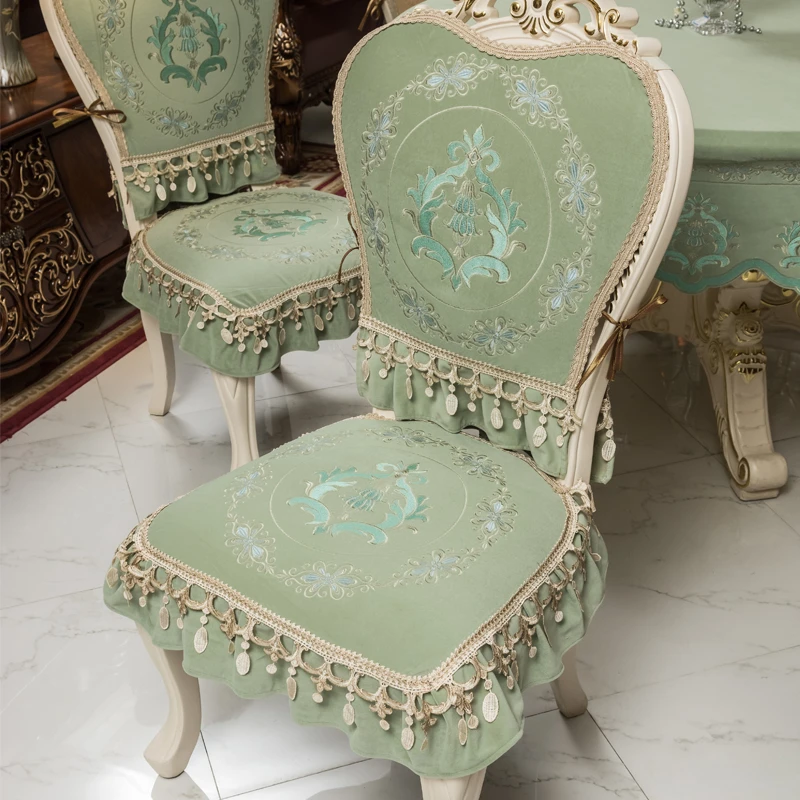 

Euro Dining Chair Covers Set Home Diningroom Decor Cushion Plush Luxury Embroidery Four Seasons Universal Armchair Cover