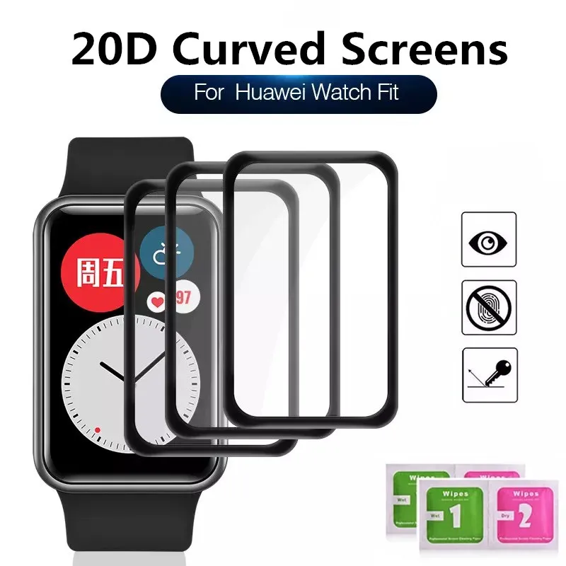 20D Curved Edge Protective Film For Huawei Watch Fit Smart Wristband Screen Protector Glass Smart Watch Protective Film for vivo iqoo 12 5g 2pcs imak curved full screen hydrogel film protector