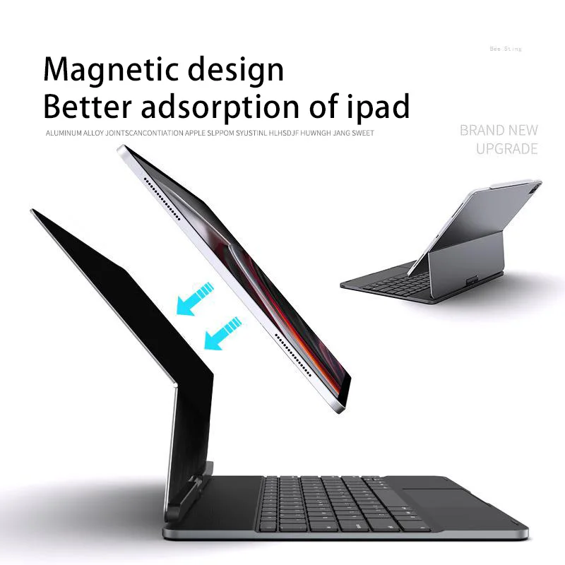 DOQO Nhôm Magic Bàn Phím Bàn Di Chuột Cho iPad Pro 11 12.9 2021 2020 2018 Không Khí 4 5 10.9 2022 Có Thể 360 ° Xoay Từ Ốp Lưng