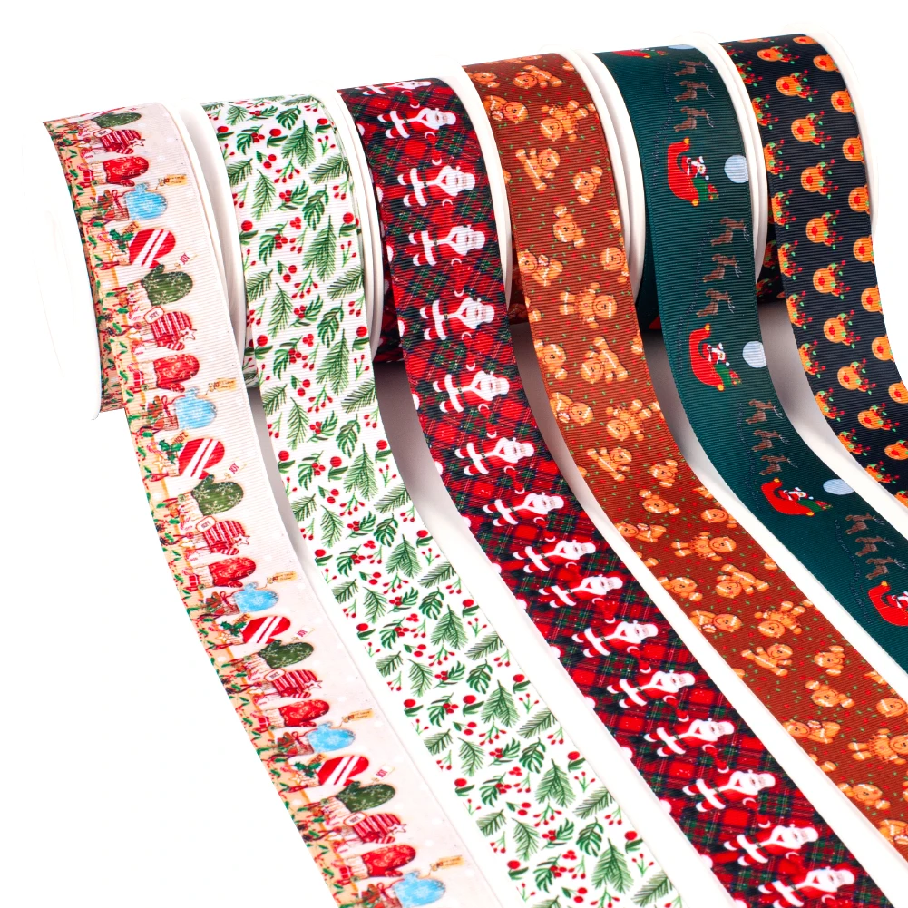 New 50 Yards Hot Designs Christmas Trees  Printed Grosgrain,satin Ribbon Hair Accessories