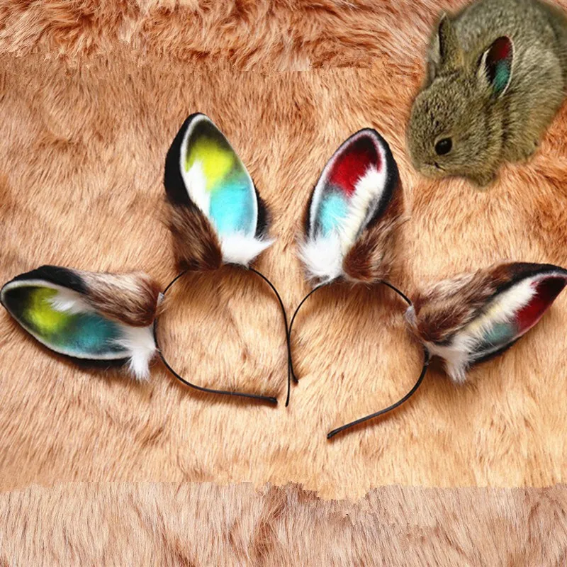 New Hand Made Rabbit Ears Columbia Basin Dwarf Rabbit Dwarf Rabbit Hair Hoop Simulation Animal Headdress Hair Band Cosplay Props