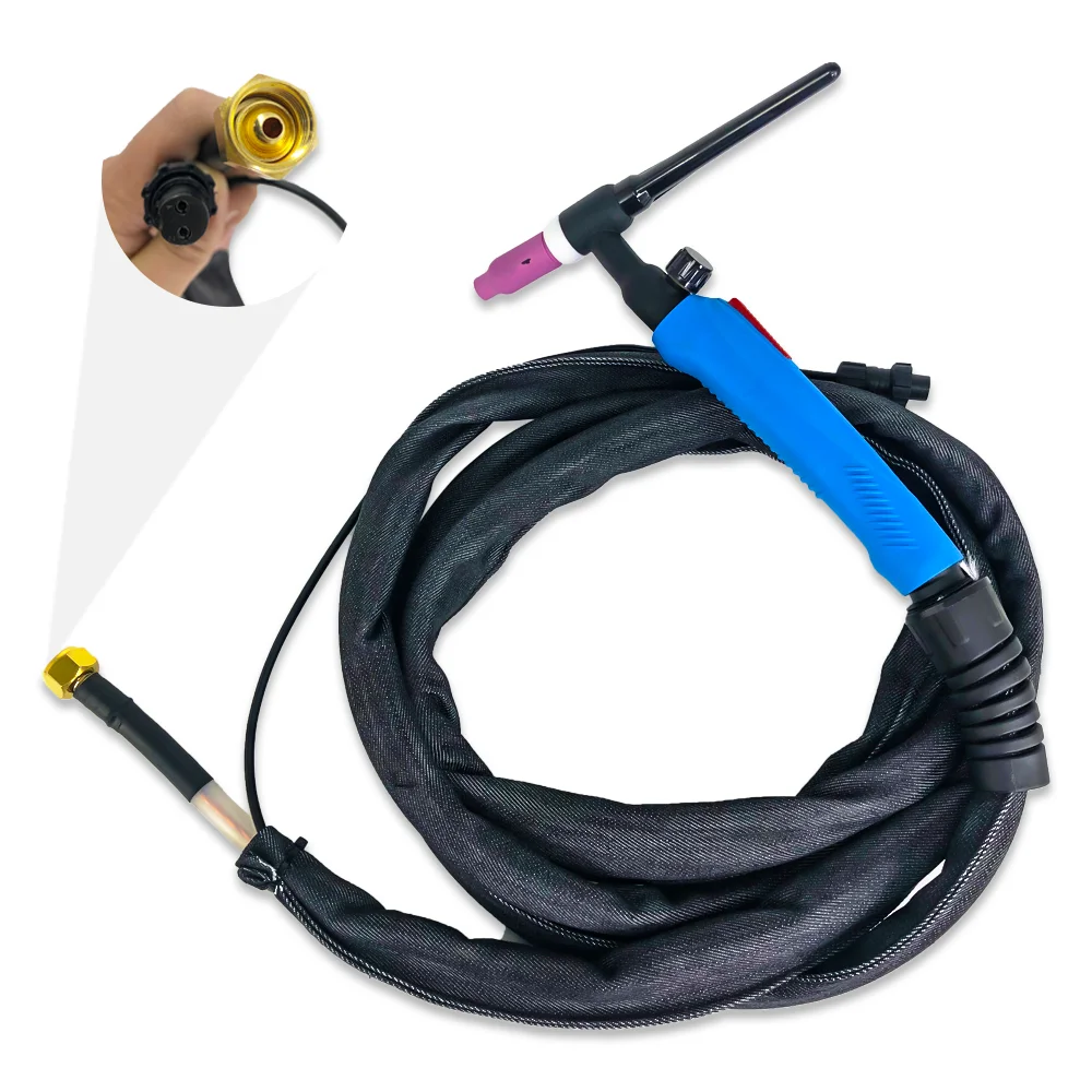 Argon Air Cooled  Arc Welding Torch without Power Cable 10Feet  WP17 Flexible Head Gas Valve TIG Welding Torch WP17FV