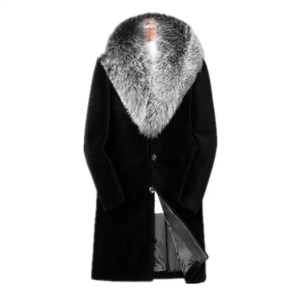 New Men's Winter Thick Fur Jacket Overcoat Long Sleeve Faux Mink Fur Silver Coat Outwear Men Parka Jacket Warm Fox Fur Coat