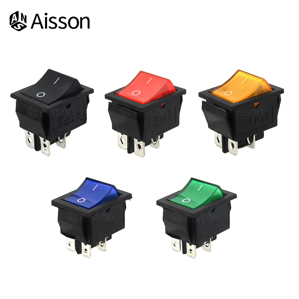 KCD4 4/6Pins Rocker Switch ON-OFF 2 Position Electrical equipment With Light Power Switch Switch cap 16A 250VAC/ 20A 125V