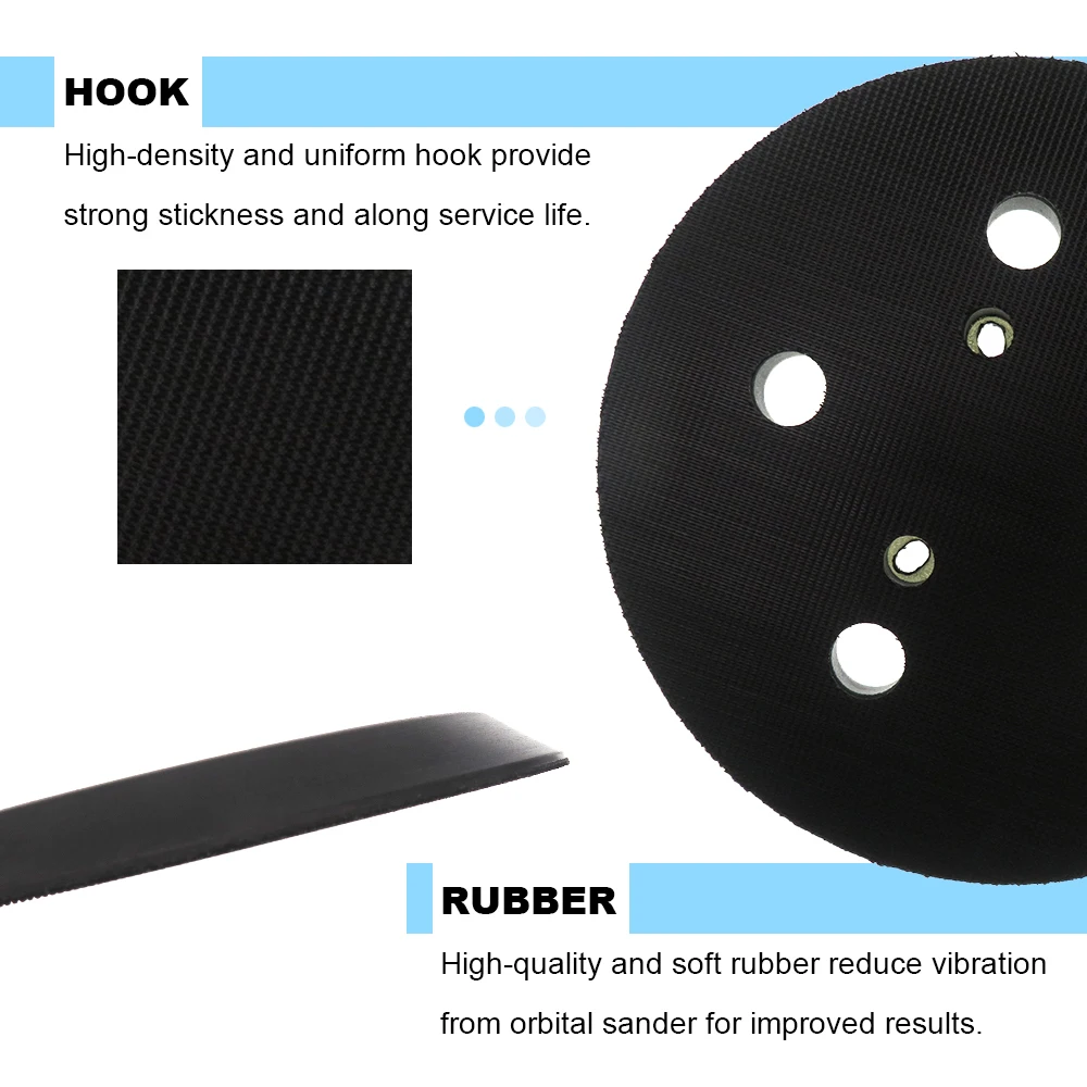 5 Inch 125M 5 Hole Backing Pad Hook and Loop Sander Pad Replacement for Porter Cable 333 334 Sander Replace 13904 13909