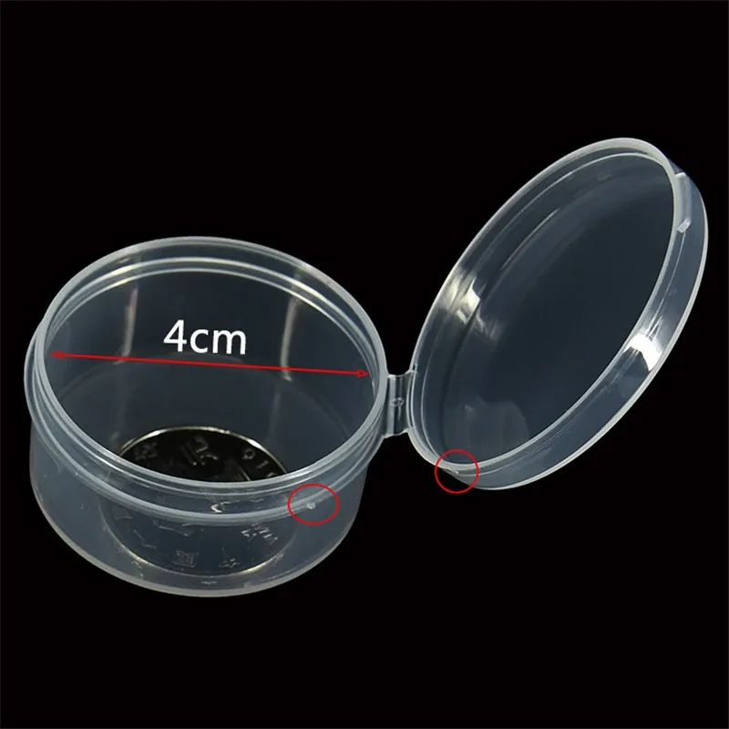 1000pcs/lot Round Clear Plastic Containers Beads Crafts Jewelry Display Storage Boxes Case 4.5cmx2.2cm