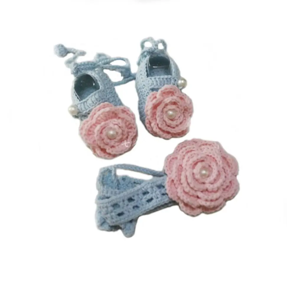 QYFLYXUEHand Woven New Baby Hundred Day Gift Set, Big Flower, Hair Band, Cute Princess Baby Shoes.