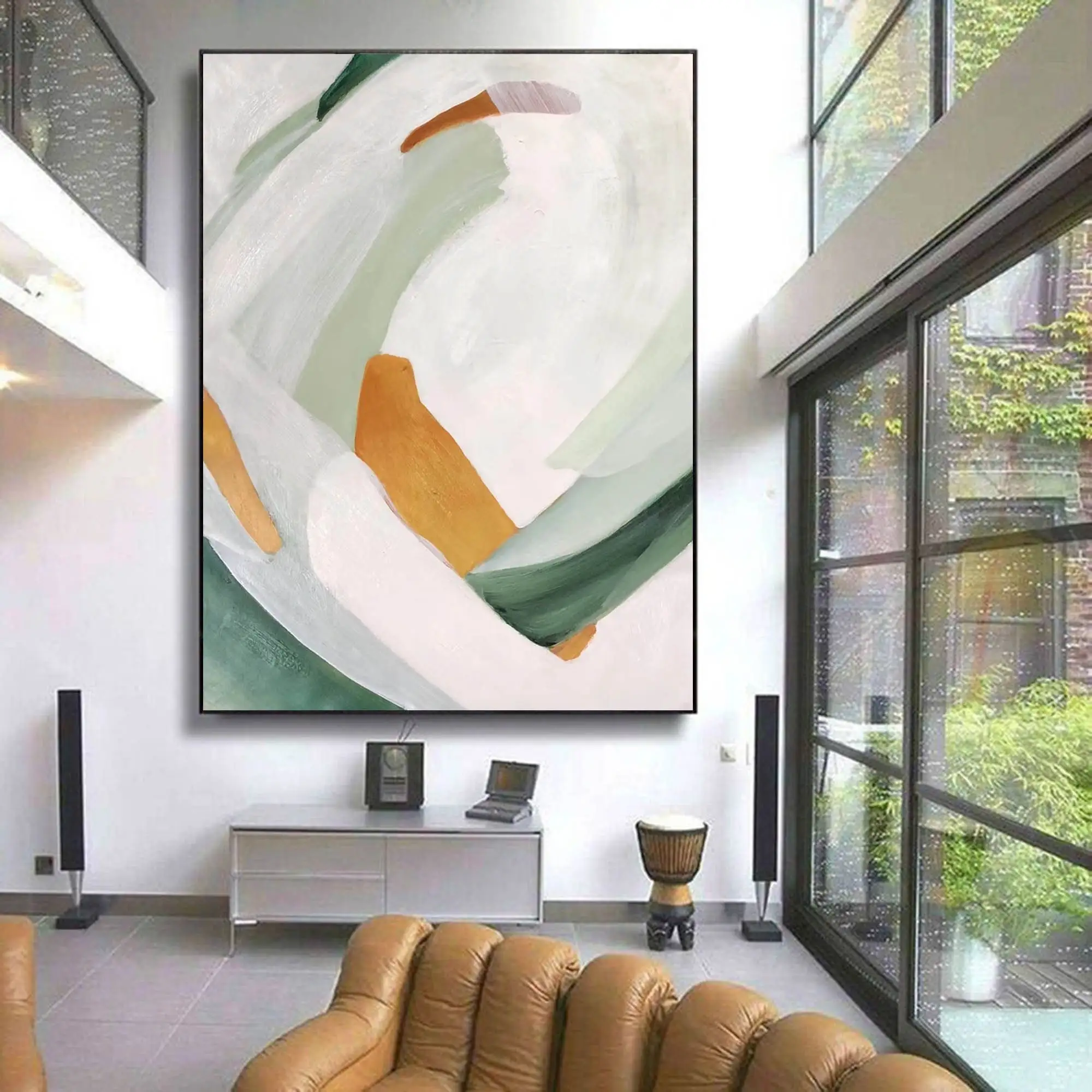 Modern Abstract Pastel And Light Green Oil Painting On Canvas Hand Painted Wall Art Pictures For Living Room Cuadros Decoracion