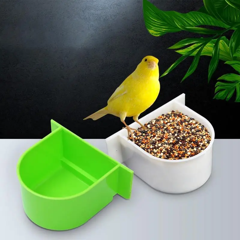 Bird Seed Food Feeder Plastic Hanging Water Feeding Dish Water Feeder Bowl For Parrot Parakeet Cockatiel Cage Tool