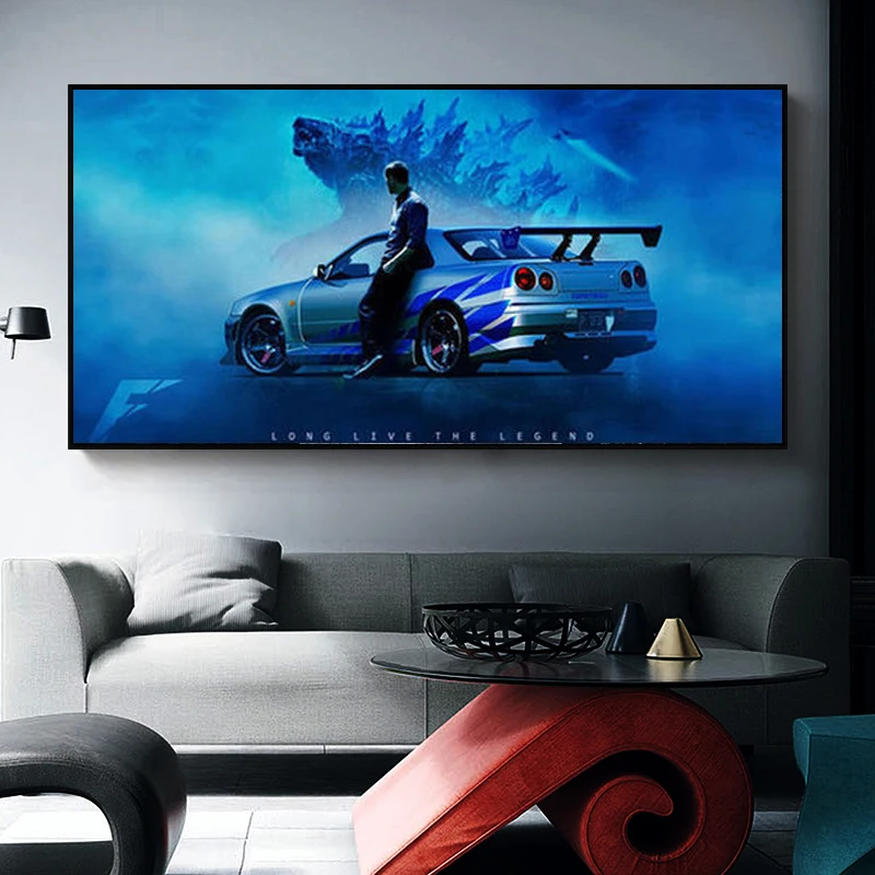 Modern Style Car Nissan Skyline GTR R34 Canvas Painting Posters and Prints Wall Art Pictures for Living Room Home Decoration