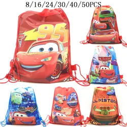 Bolsas con cordón no tejidas para niños, mochilas escolares de natación, regalos de fiesta de cumpleaños, Cars Lightning McQueen, 8/16/24/50 Uds.