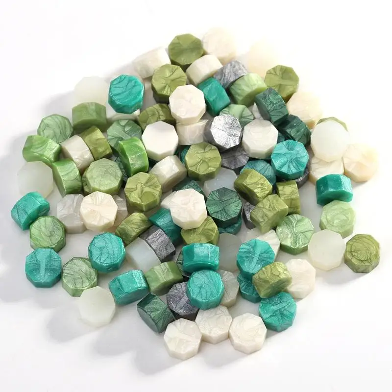 100Pcs Octagon Vintage Wax เม็ดแสตมป์ลูกปัดศุลกากรงานแต่งงานซองจดหมายจดหมายส่วนตัวหัตถกรรมตกแต่ง