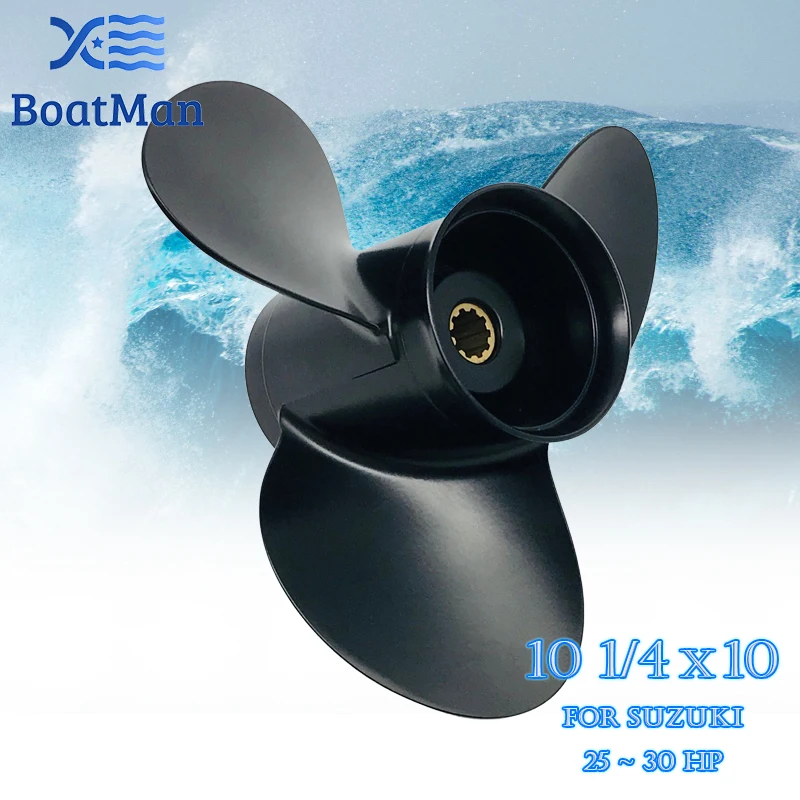 Boat Propeller 10 1/4x10 For Suzuki Outboard Motor 20HP 25HP 30HP Aluminum 10 Tooth Spline Engine Part 58100-96470-019