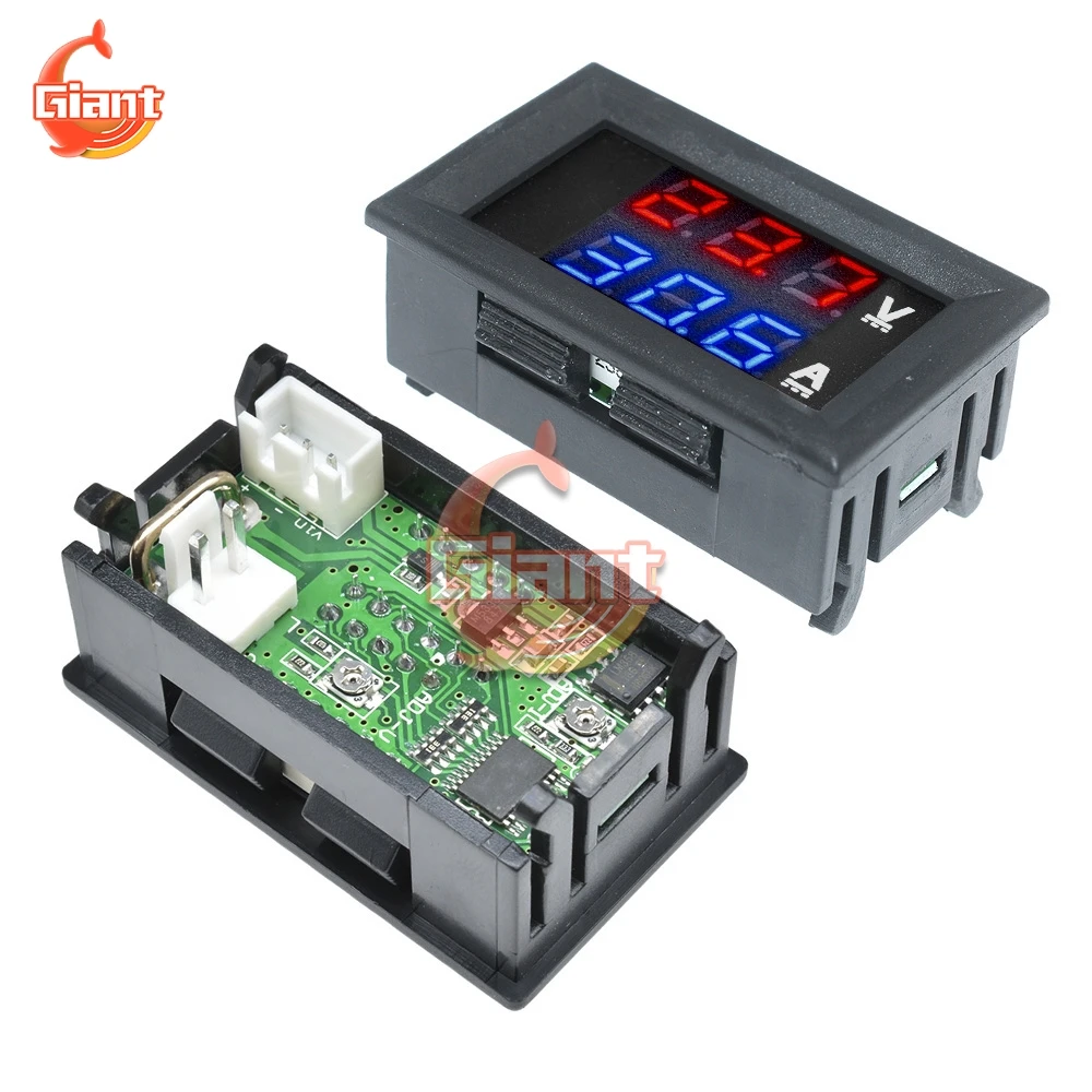 DC 0-100V 10A Mini Voltmeter Ammeter Blue Red LED Dual Digital Display Amp Volt Voltage Current Meter Gauge Tester Panel for Car