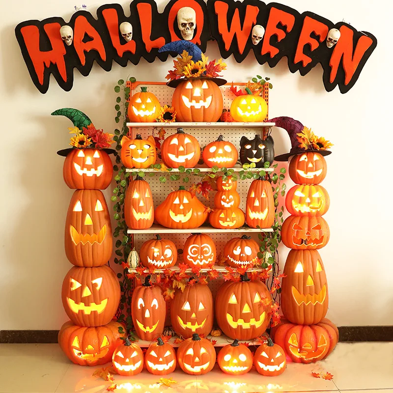 Halloween Luminous Pumpkin Table Lamp Living Room Shopping Mall Art Deco Led Light Fixtures Holiday Gifts Children's Room Lamps