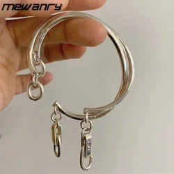 Mewanry Silver Color Lock Knot Bracelet for Women Vintage INS Fashion Simple Personality Party Jewelry Gifts Wholesale