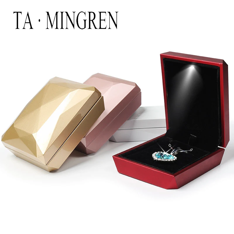 Fashion jewelry box piano spray paint pendant ring box diamond velvet LED box for marriage proposal anniversary festival