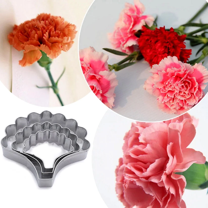 3 pcs/set Carnation Petal Cutter Sets Stainless Steel Cookie Fondant Cake Decorating Tools